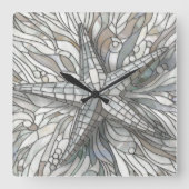 ヒトデのモザイクアート – 真珠の母 スクエア壁時計 (正面)