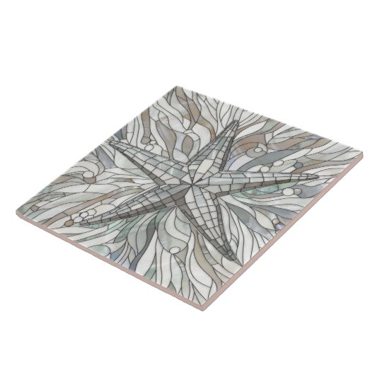 ヒトデのモザイクアート – 真珠の母 タイル (側面)