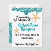 ヒトデの採用のパーティーの発表 インビテーションポストカード (正面/裏面)