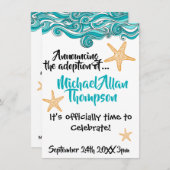 ヒトデの採用のパーティーの発表 招待状 (正面/裏面)