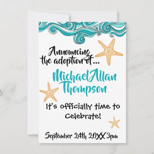 ヒトデの採用のパーティーの発表 招待状 (正面)