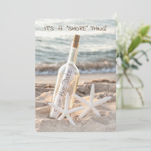 ヒトデの日付とメッセージをボトルに保存 案内状 (スタンド正面)