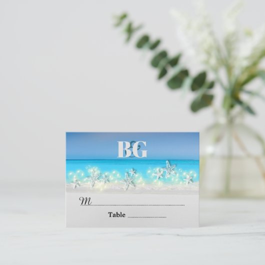 ヒトデの楽園の青海原の熱帯テーブル プレイスカード (スタンド正面)