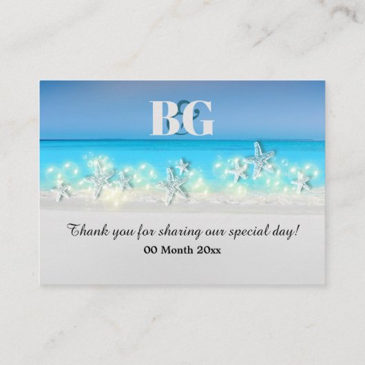 ヒトデの楽園の青海原の熱帯テーブル プレイスカード (裏面)