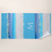 ヒトデの楽園の青海原の熱帯モノグラム ビーチタオル (正面)