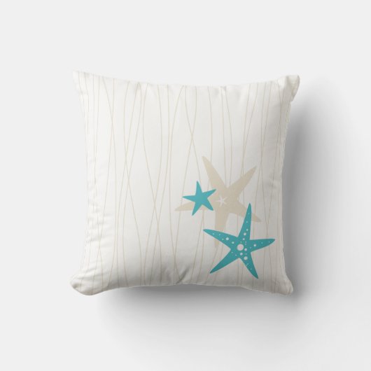 ヒトデの正方形の白い枕 クッション (正面)
