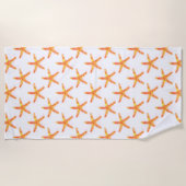 ヒトデの水彩アートパターン ビーチタオル (正面)