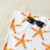 ヒトデの水彩アートパターン ビーチタオル (インサイチュ)
