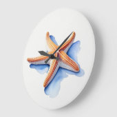 ヒトデの水彩スケッチ ラージ壁時計 (傾斜)