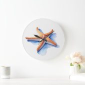 ヒトデの水彩スケッチ ラージ壁時計 (ホーム)