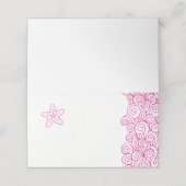 ヒトデの波がピンクのビーチの客の場所を示すカードを渦巻く プレイスカード (外部開封)