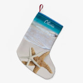 ヒトデの海の両面ネーム入り スモールクリスマスストッキング (正面 (吊り時))