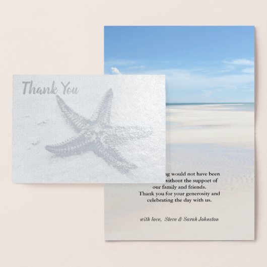 ヒトデの海の夏のビーチのテーマの結婚式の感謝 箔カード (ディスプレー)
