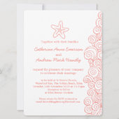 ヒトデの海の渦巻の珊瑚のビーチ結婚式の招待 招待状 (裏面)