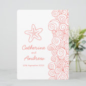 ヒトデの海の渦巻の珊瑚のビーチ結婚式の招待 招待状 (スタンド正面)