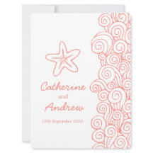 ヒトデの海の渦巻の珊瑚のビーチ結婚式の招待