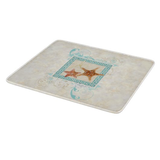 ヒトデの海の貝の海のギリシャの主パターンビーチ カッティングボード (角)