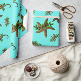 ヒトデの海の馬のパターンのクリスマス ラッピングペーパー