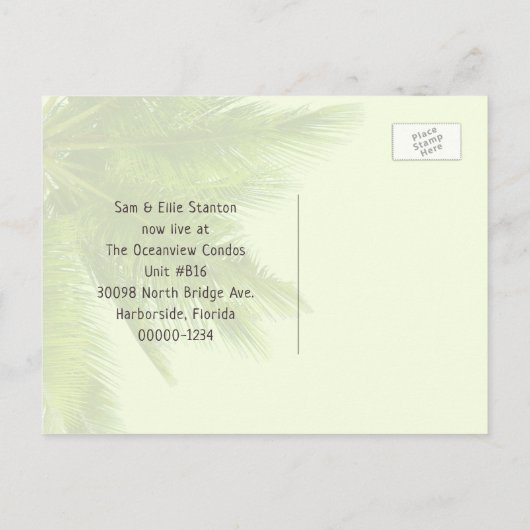 ヒトデの海岸の家の新しい住所のお知らせ ポストカード (裏面)