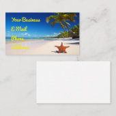 ヒトデの熱帯砂浜のヤシの木の島 名刺 (正面/裏面)