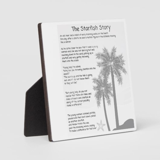 ヒトデの物語、ヒトデの水切り、ヒトデの詩 フォトプラーク (正面)