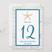 ヒトデの白塗り木材ビーチウェディングコレクション 招待状 (正面)