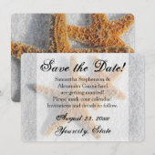 ヒトデの砂のビーチ、結婚式の日時を知らせる 招待状 (正面/裏面)