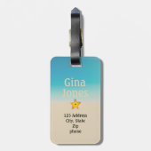 ヒトデの砂浜と海 ラゲッジタグ (裏面縦)