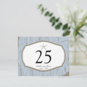 ヒトデの素朴なビーチのテーブル数 招待状 (スタンド正面)