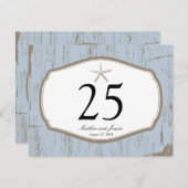 ヒトデの素朴なビーチのテーブル数 招待状 (正面/裏面)