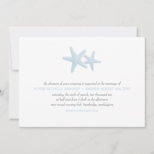 ヒトデの組の結婚式招待状 招待状 (正面)