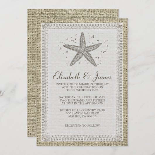 ヒトデの結婚式招待状 招待状 (正面/裏面)