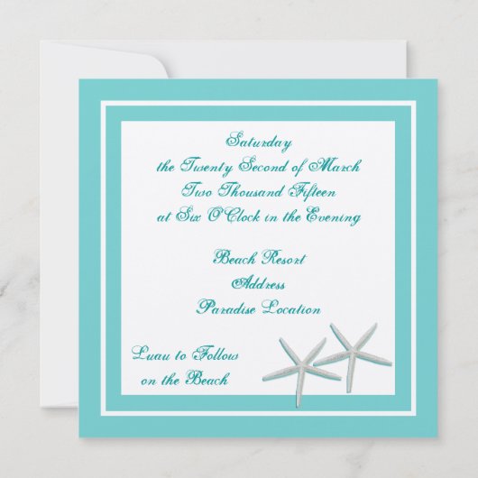 ヒトデの結婚式招待状 招待状 (裏面)