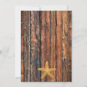 ヒトデの網のビーチの木製の結婚式|の茶色 招待状 (裏面)