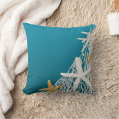 ヒトデの網のビーチ結婚式|の紺碧の青 クッション (ブランケット)