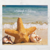 ヒトデの美しいビーチのシ結婚ーン ビールラベル (シングルラベル)