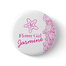 ヒトデの花の女の子ピンク結婚のピン/ボタン