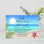 ヒトデの花嫁カラフル付きカード付きビーチ 招待状 (スタンド正面)