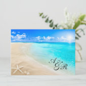 ヒトデの行先のビーチ結婚式の招待状 招待状 (スタンド正面)