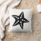 ヒトデの装飾用クッション、黒いビーチの海のテーマ クッション (ブランケット)