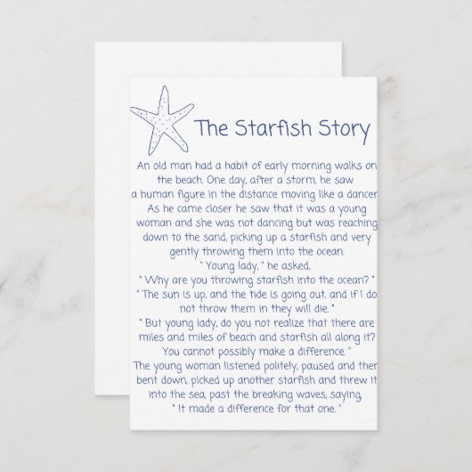 ヒトデの詩、ヒトデの物語、里親の贈り物 (正面/裏面)