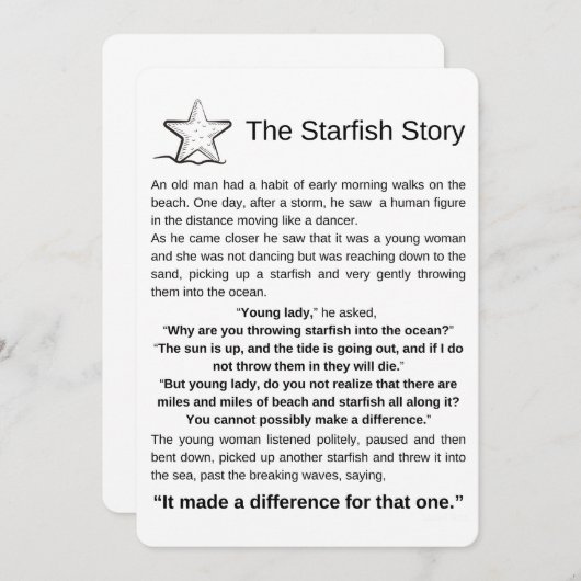 ヒトデの話。ヒトデの詩。 (正面/裏面)