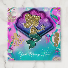 ヒトデの誕生日を保持する金きらめく人魚のメイド フェイバータグ