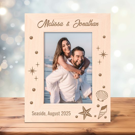 ヒトデの貝殻と真珠5 x 7 レーザー彫刻フレーム