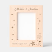 ヒトデの貝殻と真珠5 x 7 レーザー彫刻フレーム (正面)