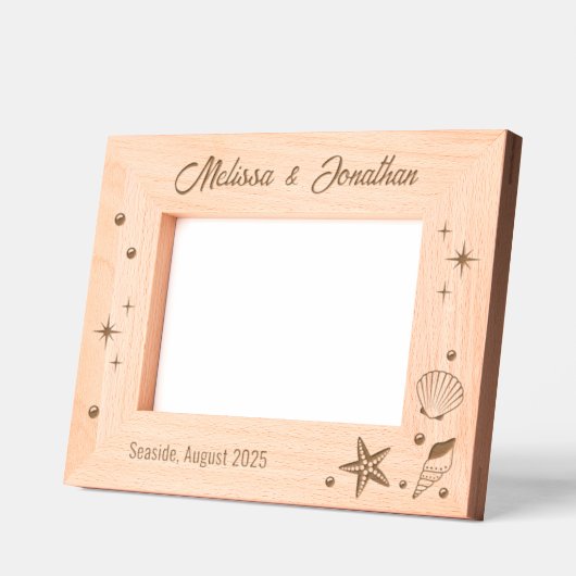 ヒトデの貝殻と真珠7x5 レーザー彫刻フレーム (左)