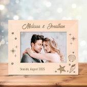 ヒトデの貝殻と真珠7x5 レーザー彫刻フレーム