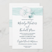 ヒトデの貝殻モダンエレガントビーチ結婚式パーティー 招待状 (正面/裏面)