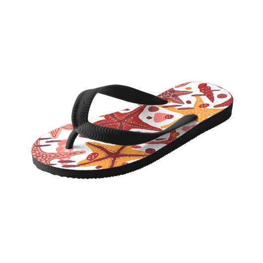 ヒトデの貝殻:スカンジナビアの海模様 キッズビーチサンダル (アングル)