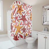 ヒトデの貝殻:スカンジナビアの海模様 シャワーカーテン (インサイチュ)